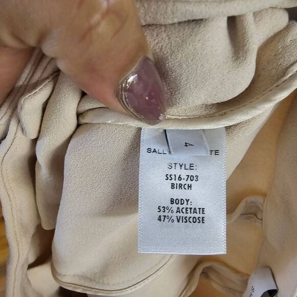 Sally Lapointe Trousers Wide Leg Cream Pants Size 4 - Picture 7 of 9